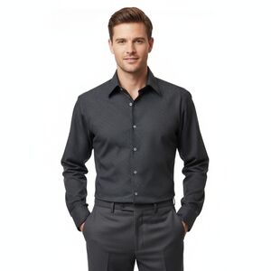 Men’s Black Striped Button-Down Long Sleeve Shirt Size L EUC